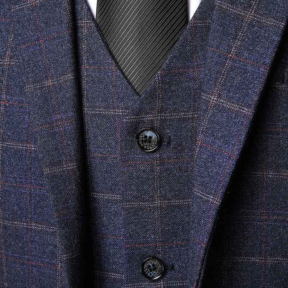 Eleganter Herren 3-Teile Anzug kariert – Slim Fit Business- & Hochzeitsanzug
