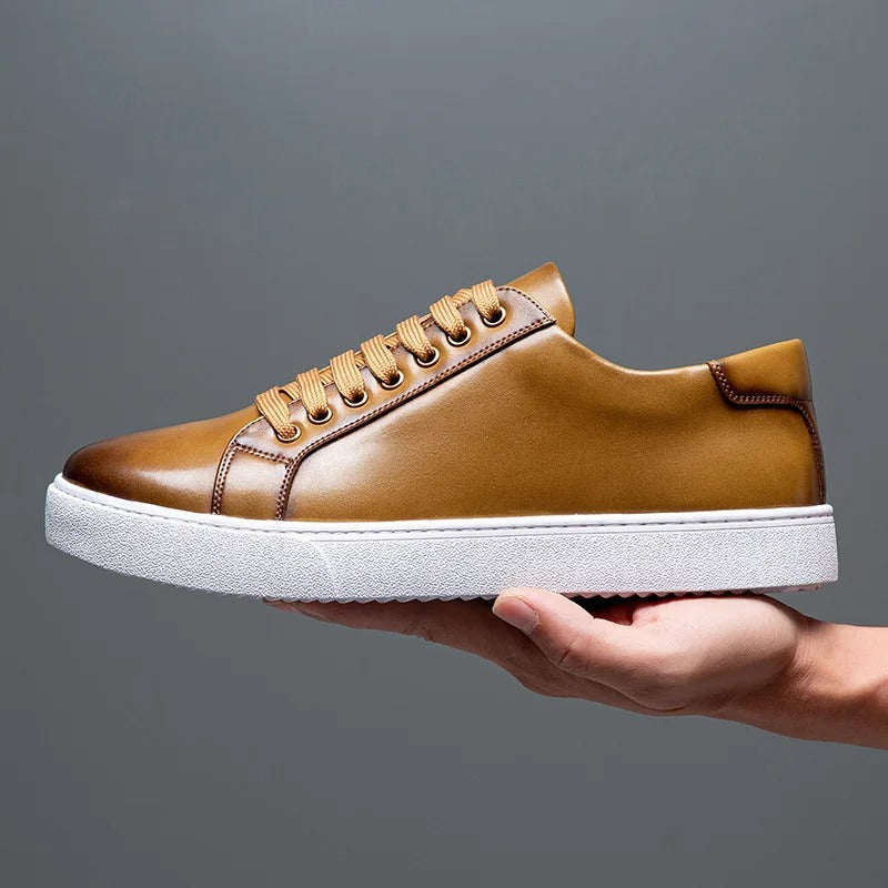 Moderne Herren Leder Sneaker mit weißer Sohle – Elegante Casual Schuhe für Alltag & Business