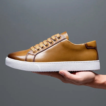 Moderne Herren Leder Sneaker mit weißer Sohle – Elegante Casual Schuhe für Alltag & Business