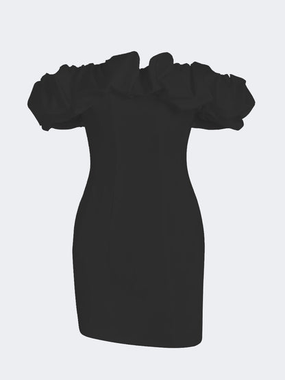 Faylisse - Mini-Party Kleid aus Satin mit Rüschen und ohne Träger
