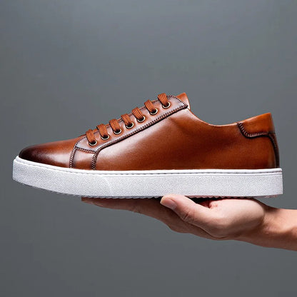 Moderne Herren Leder Sneaker mit weißer Sohle – Elegante Casual Schuhe für Alltag & Business