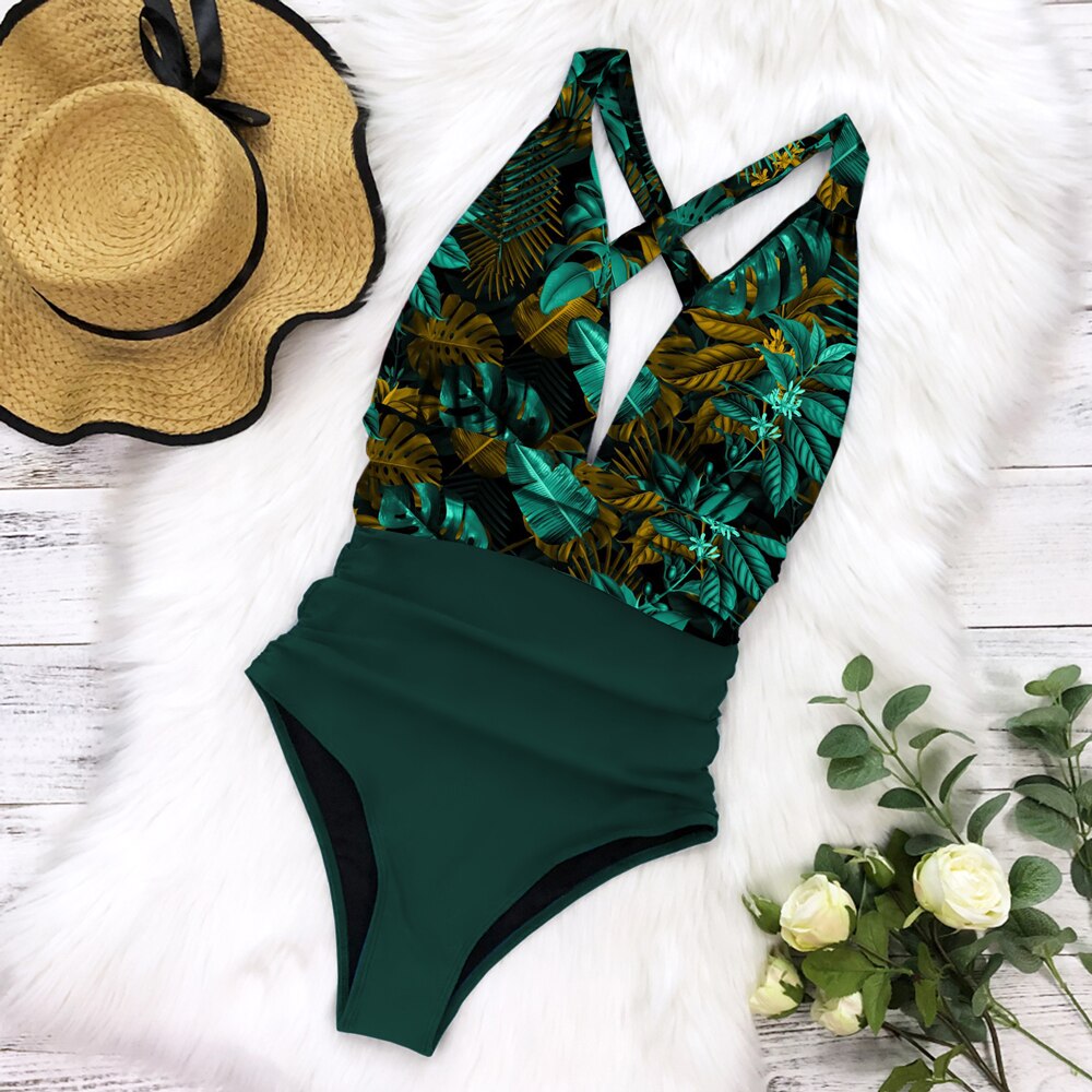 Badeanzug mit High-Waist Design – Damen mit tiefem Ausschnitt & figurformend