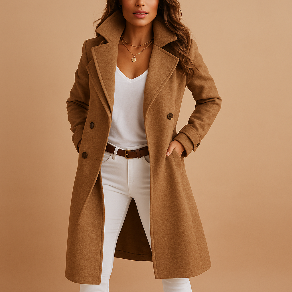 Auroreline - Eleganter und warmer Trenchcoat für Frauen – Übergangsjacke mit Kragen