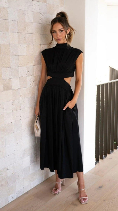 Elegantes Cut-Out Midi Kleid für Damen – Figurbetont & Fließend für besondere Anlässe