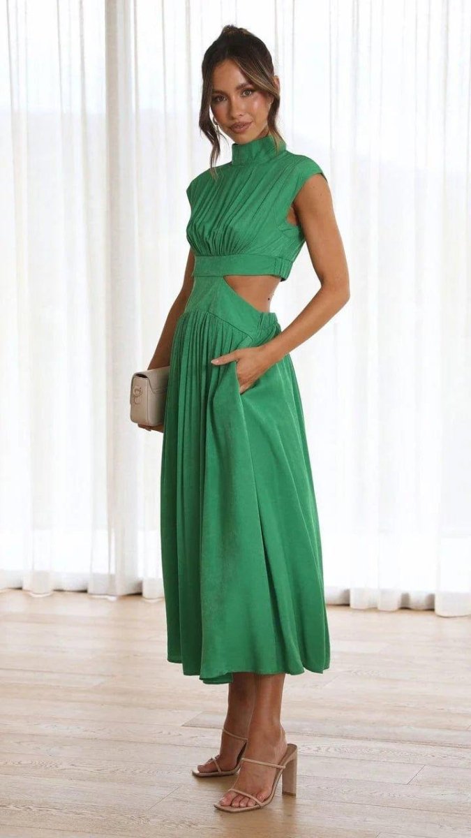 Elegantes Cut-Out Midi Kleid für Damen – Figurbetont & Fließend für besondere Anlässe