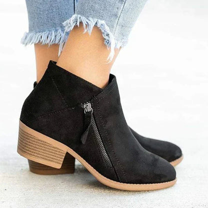 Éléonore - Niedrige Frühlings-Stiefeletten aus Wildleder mit Reißverschluss und kleinem Absatz für Damen