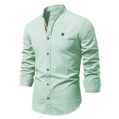 Stehkragen Hemd – Elegantes Slim Fit Freizeit & Business Shirt für Herren
