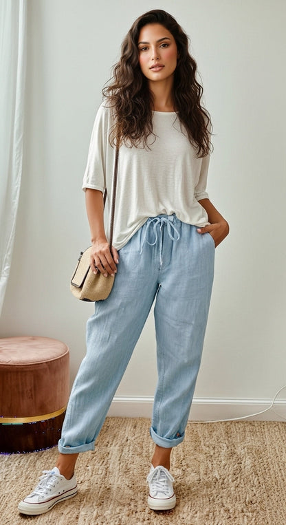Giselle - Weite Leinenhose für Frauen, Lässiges Sommer-Outfit