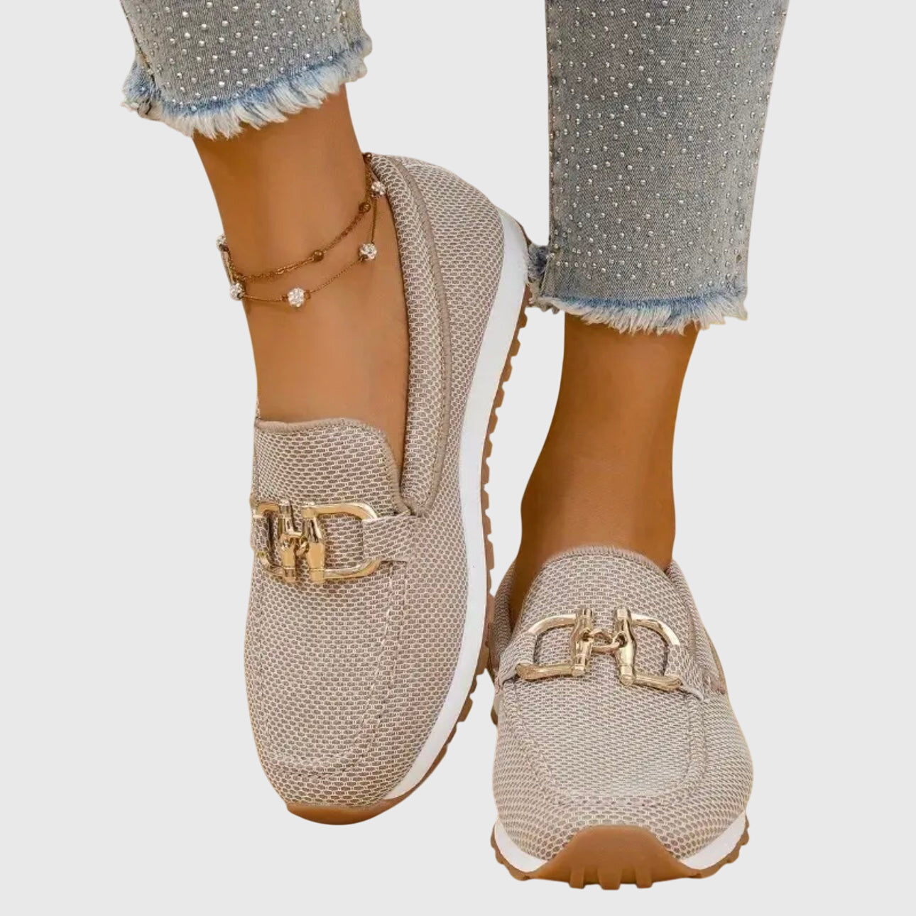 Bequeme Slip-On Loafer Schuhe für Frauen mit leichtem Design und goldener Schnalle