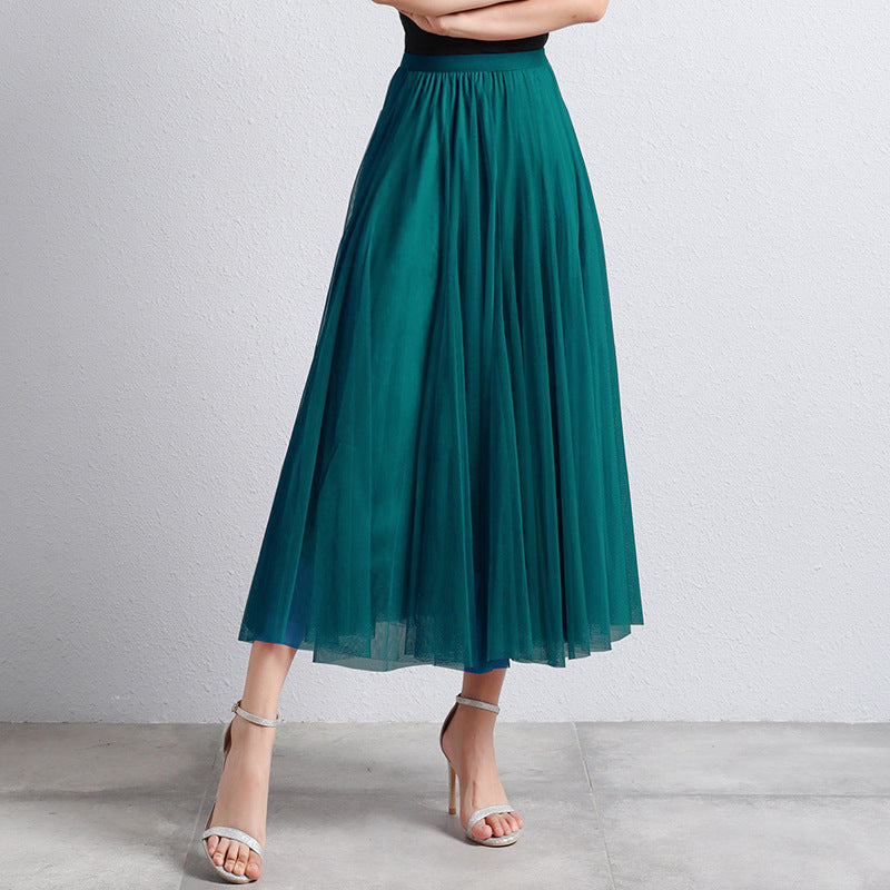 Eleganter Damen Tüllrock Midi – Hochtaillierter Plissee Rock für Stilvolle Looks