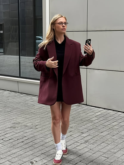Iréva - Oversize Blazer Klassisch Bordeaux für Frauen – Übergangsjacke