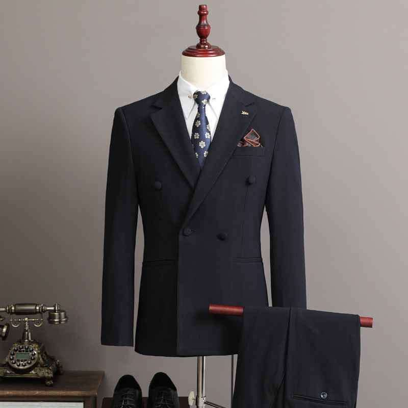 Eleganter Herren Doppelreiher Anzug Slim Fit – Business & Hochzeitsanzug 3-Teilig