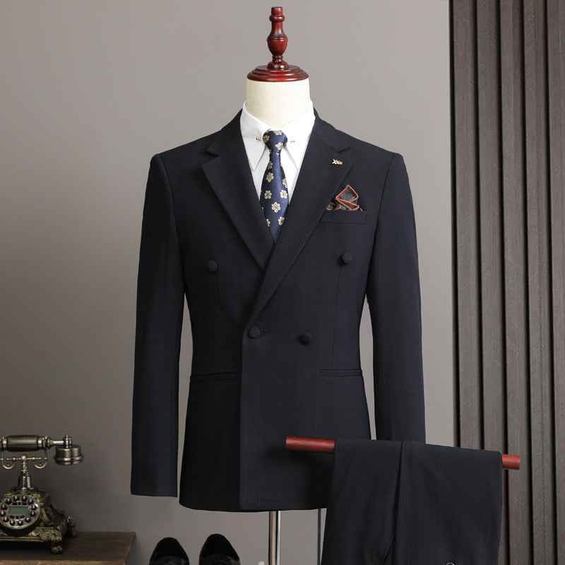 Eleganter Herren Doppelreiher Anzug Slim Fit – Business & Hochzeitsanzug 3-Teilig