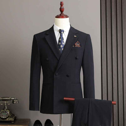 Eleganter Herren Doppelreiher Anzug Slim Fit – Business & Hochzeitsanzug 3-Teilig