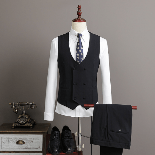 Eleganter Herren Doppelreiher Anzug Slim Fit – Business & Hochzeitsanzug 3-Teilig