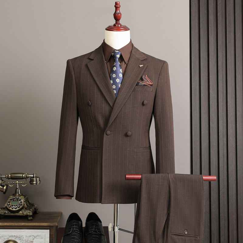 Eleganter Herren Doppelreiher Anzug Slim Fit – Business & Hochzeitsanzug 3-Teilig