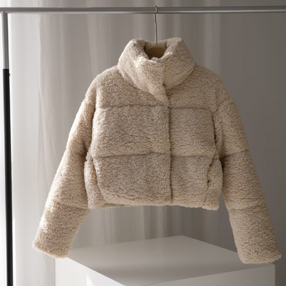 Florenz - Kurze Teddyjacke, weich und elegant, mit Kragen und Reißverschluss
