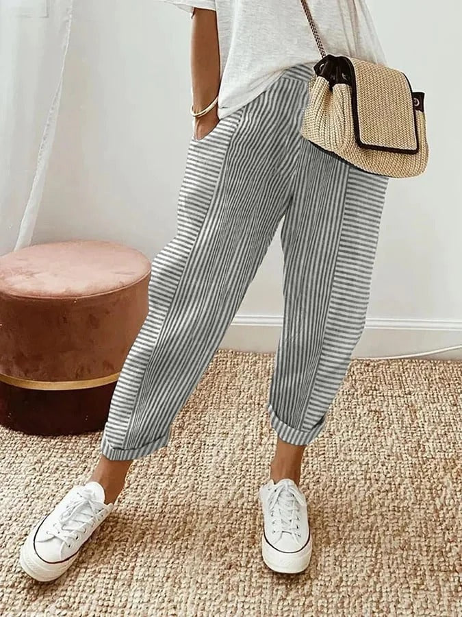 Lässiger Sommerlook für Frauen Gestreifte Hose mit Lockerem Schnitt und Bequemer Passform