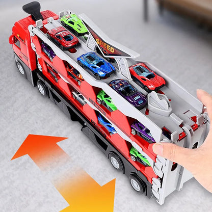 NitroLane - Transport-Lkw mit integriertem Rennstrecken und mehreren Rennwagen für Kinder