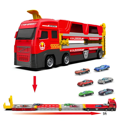 NitroLane - Transport-Lkw mit integriertem Rennstrecken und mehreren Rennwagen für Kinder