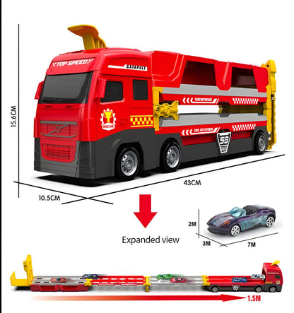 NitroLane - Transport-Lkw mit integriertem Rennstrecken und mehreren Rennwagen für Kinder