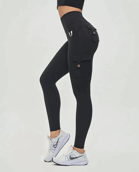 High-Waist Cargo Leggings für Damen – Figurformend & Sportlich mit Taschen