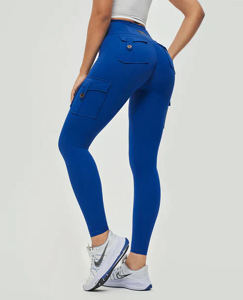 High-Waist Cargo Leggings für Damen – Figurformend & Sportlich mit Taschen