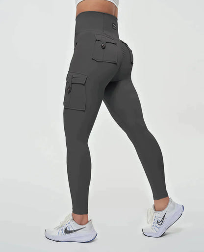 High-Waist Cargo Leggings für Damen – Figurformend & Sportlich mit Taschen