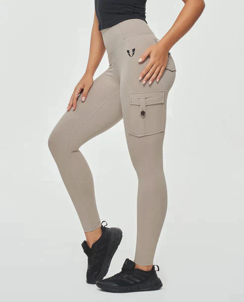 High-Waist Cargo Leggings für Damen – Figurformend & Sportlich mit Taschen