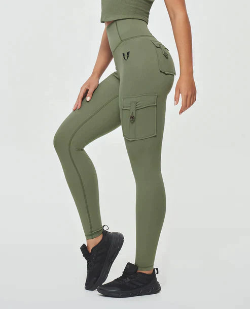 High-Waist Cargo Leggings für Damen – Figurformend & Sportlich mit Taschen