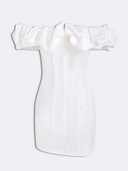 Faylisse - Mini-Party Kleid aus Satin mit Rüschen und ohne Träger