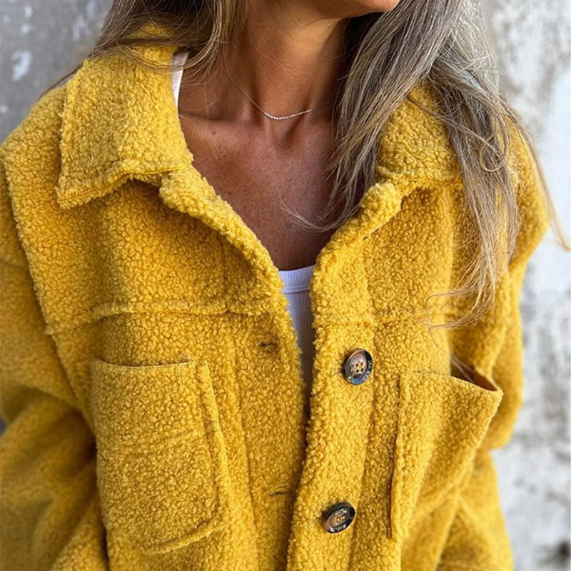 Ysaloria - Bequeme und Stylische Kurze Frühlingsjacke aus Weichem Teddy mit Knöpfen