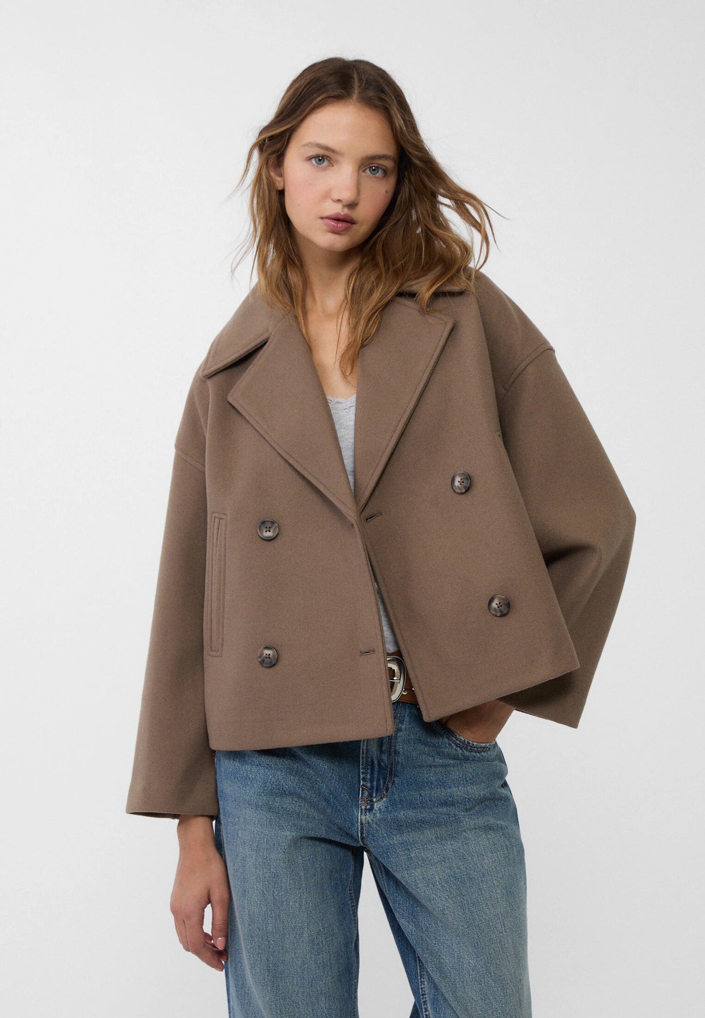 Silvane - Eleganter, Kurz geschnittener Trenchcoat mit Doppelreihe, Frühlingsmantel