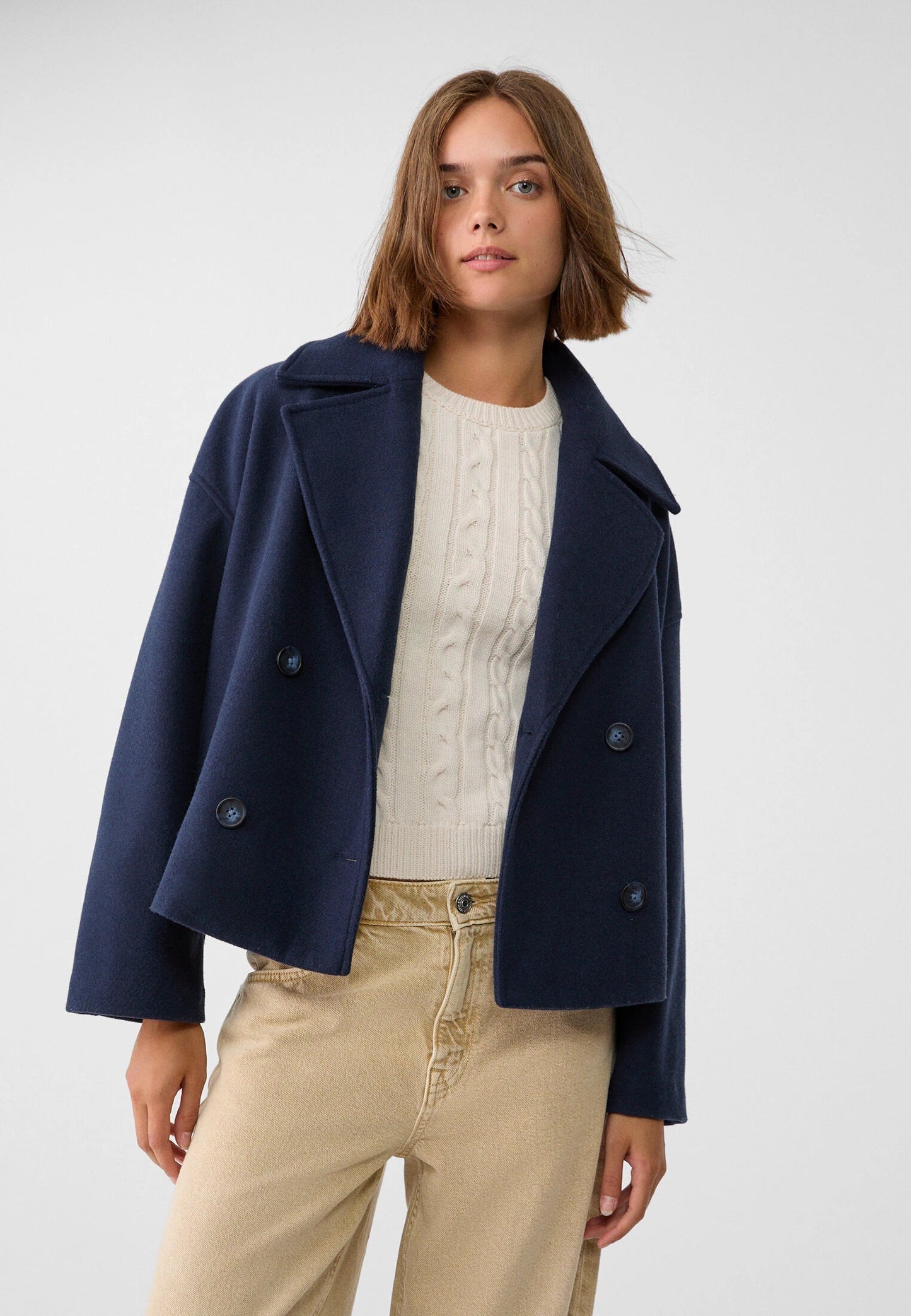 Silvane - Eleganter, Kurz geschnittener Trenchcoat mit Doppelreihe, Frühlingsmantel