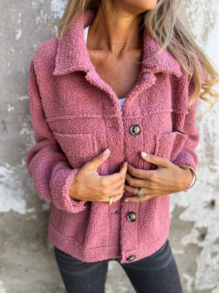 Ysaloria - Bequeme und Stylische Kurze Frühlingsjacke aus Weichem Teddy mit Knöpfen