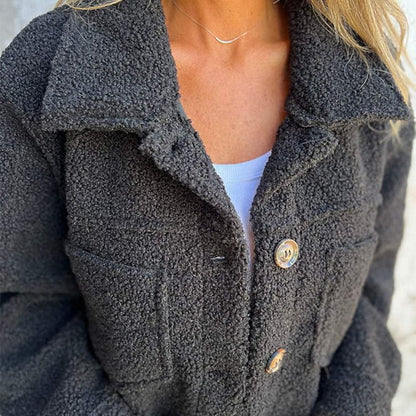 Ysaloria - Bequeme und Stylische Kurze Frühlingsjacke aus Weichem Teddy mit Knöpfen