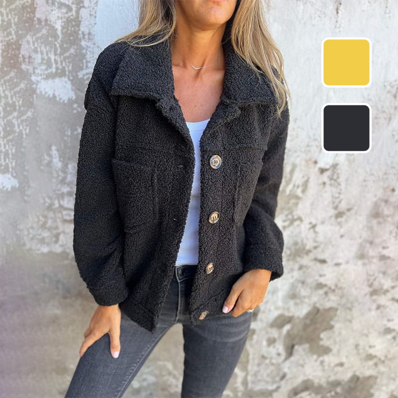 Ysaloria - Bequeme und Stylische Kurze Frühlingsjacke aus Weichem Teddy mit Knöpfen