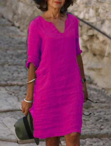Elegantes V-Ausschnitt Sommerkleid für Frauen mit lockerem Schnitt