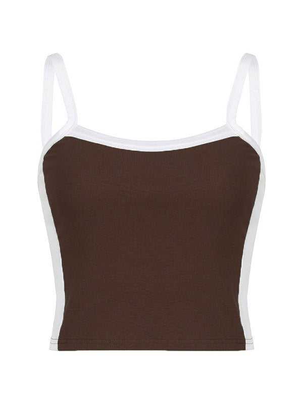 Élixane - Vintage Crop Top ohne Ärmel für Frauen mit weißen Akzenten