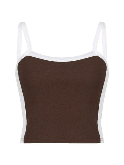 Élixane - Vintage Crop Top ohne Ärmel für Frauen mit weißen Akzenten