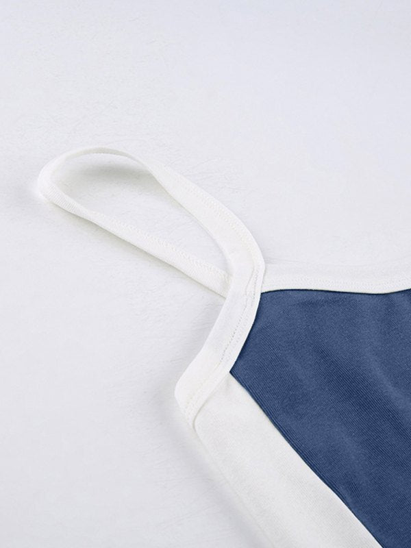 Élixane - Vintage Crop Top ohne Ärmel für Frauen mit weißen Akzenten