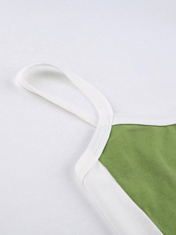 Élixane - Vintage Crop Top ohne Ärmel für Frauen mit weißen Akzenten