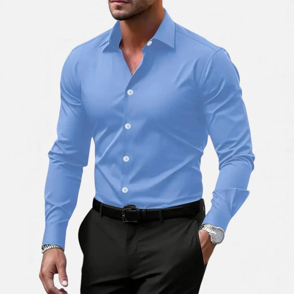Lyrien - Herren Slim Fit Anti-Falten Hemd
