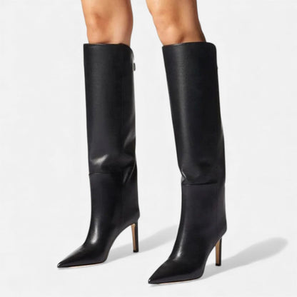 Aurivane - Elegante Hohe Lederstiefel mit Absätzen