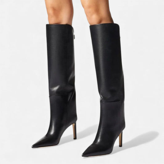 Aurivane - Elegante Hohe Lederstiefel mit Absätzen