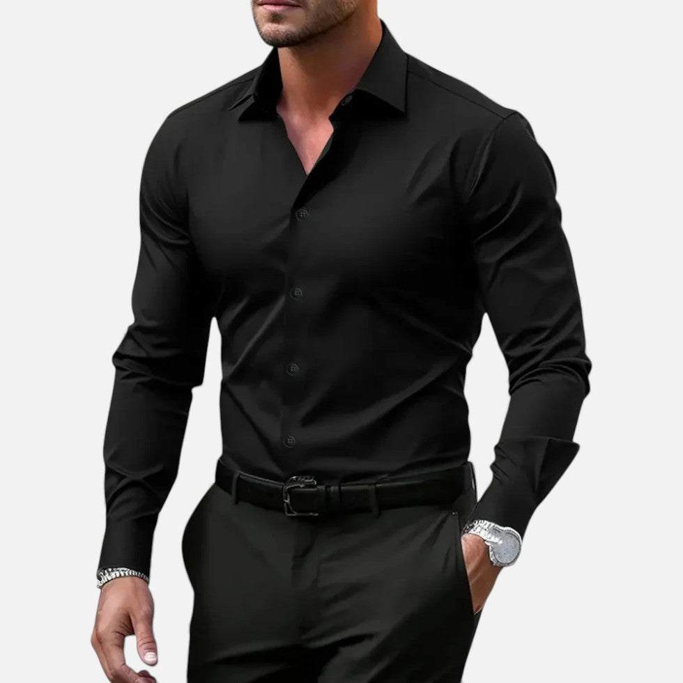 Lyrien - Herren Slim Fit Anti-Falten Hemd