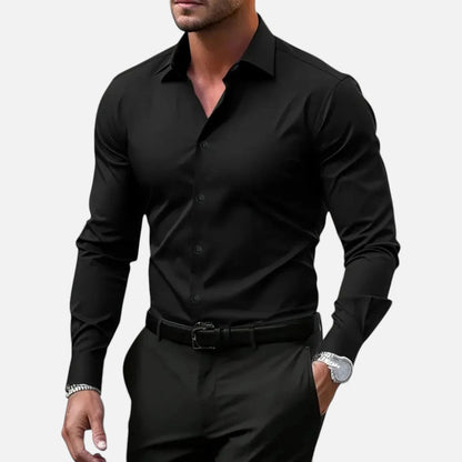 Lyrien - Herren Slim Fit Anti-Falten Hemd