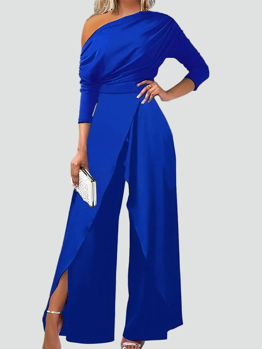 Eleganter Damen Jumpsuit mit One-Shoulder Design – Fließender Schnitt & Hoher Schlitz