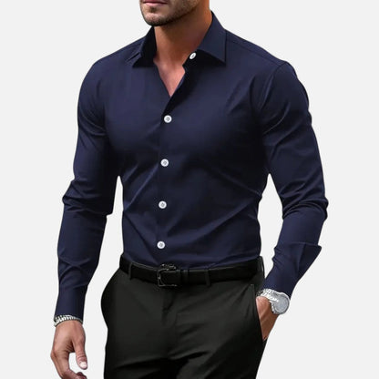 Lyrien - Herren Slim Fit Anti-Falten Hemd