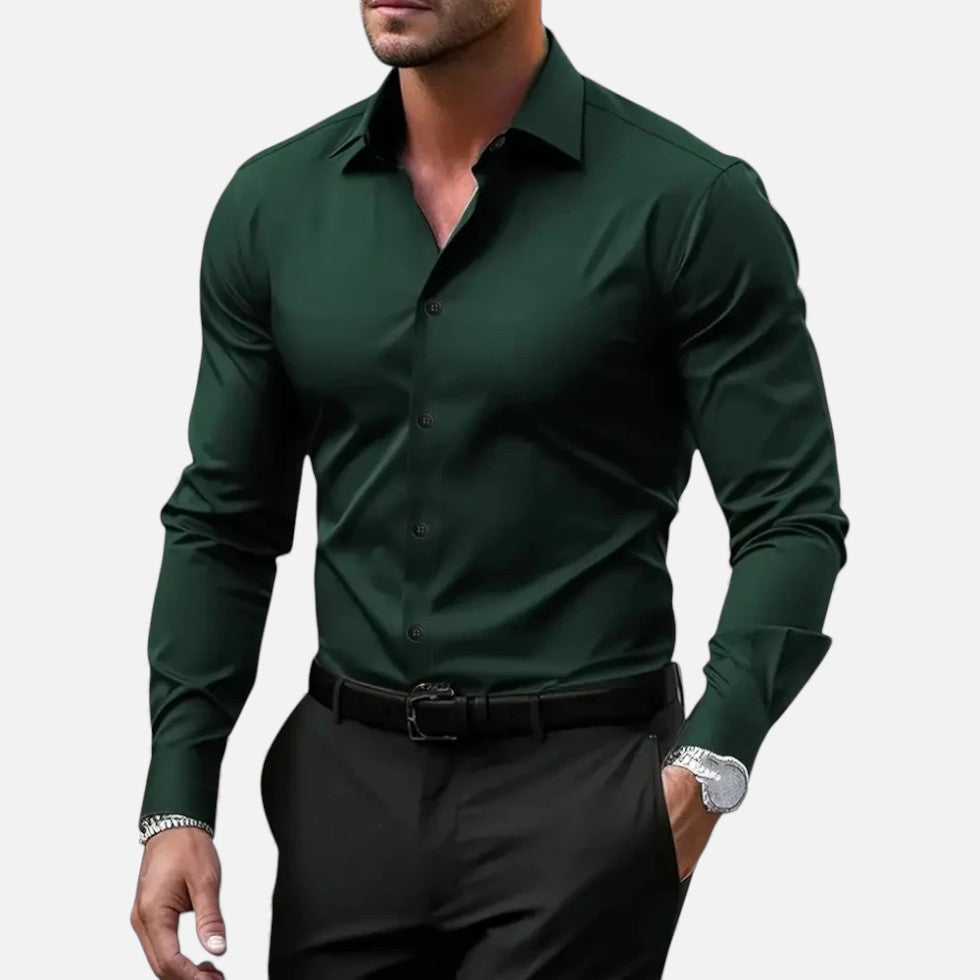 Lyrien - Herren Slim Fit Anti-Falten Hemd